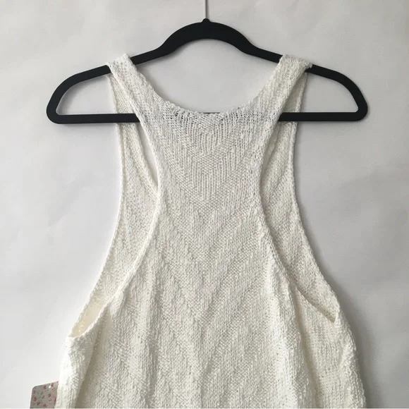 Free People Chevron Tank top Knit Sweater Ivory Size Medium - Picture 7 of 14